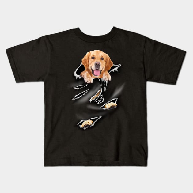 Golden Retriever Face Mask Kids T-Shirt by Karamaster